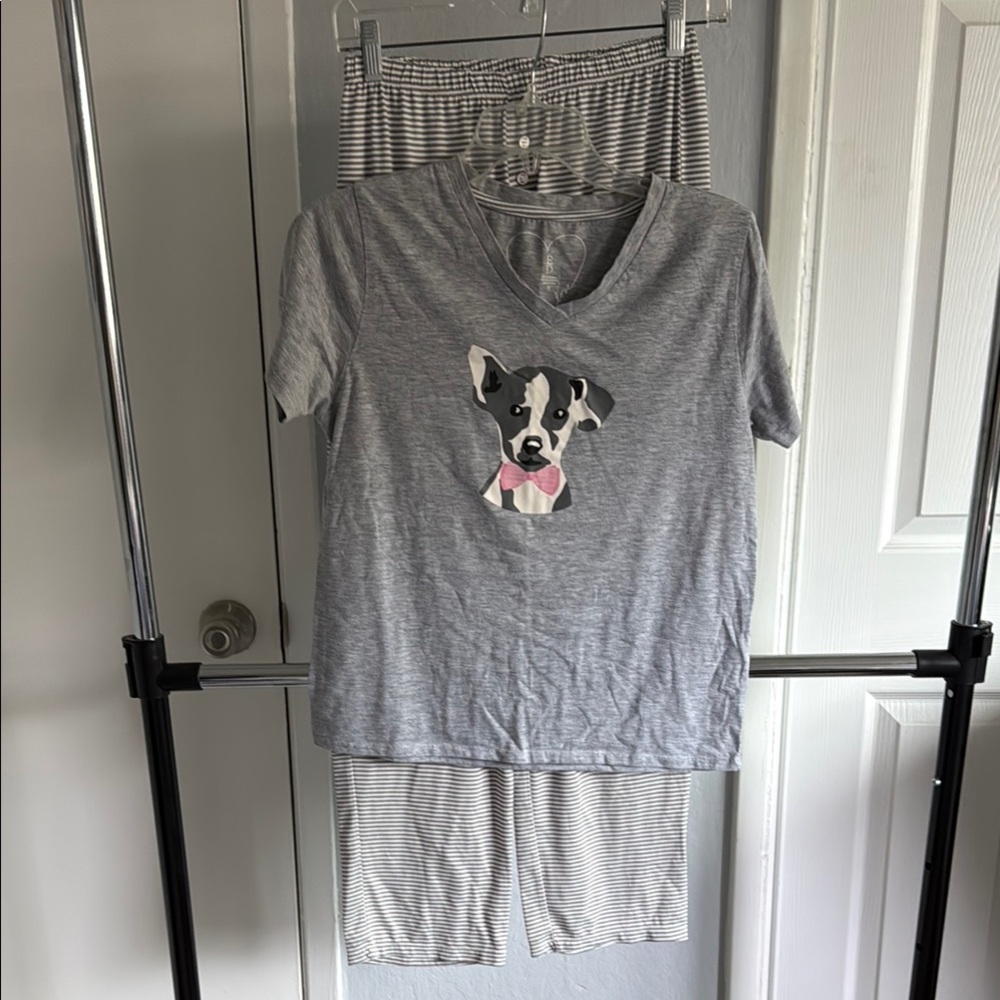 Gray Dog Print Kids Pajamas